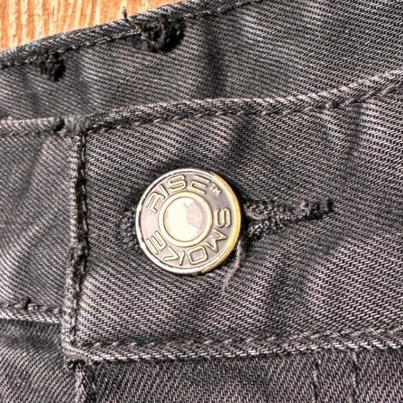 Smoke Rise Men's Slim Fit Moto Biker Jeans Black W38 L32 Distressed Skinny Denim - Picture 5 of 10